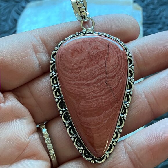 Red Rainbow Jasper Pendant Stone Crystal Jewelry - Picture 1 of 7